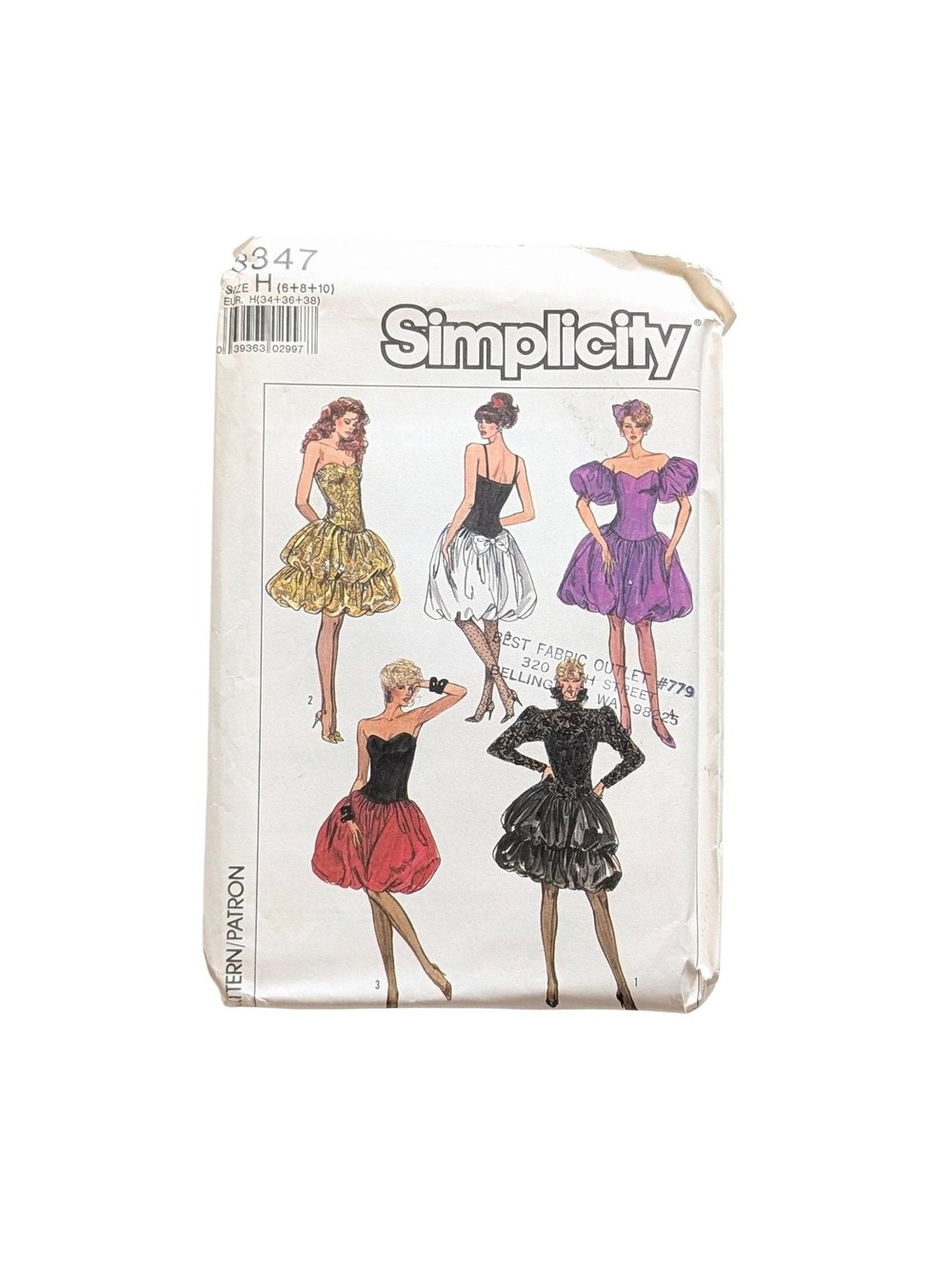 1987 Vintage Simplicity 8347 Sewing Pattern for Dresses